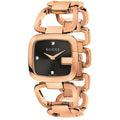 Gucci G Black Diamond Dial Rose Gold PVD Stainless Steel Ladies Watch YA125409
