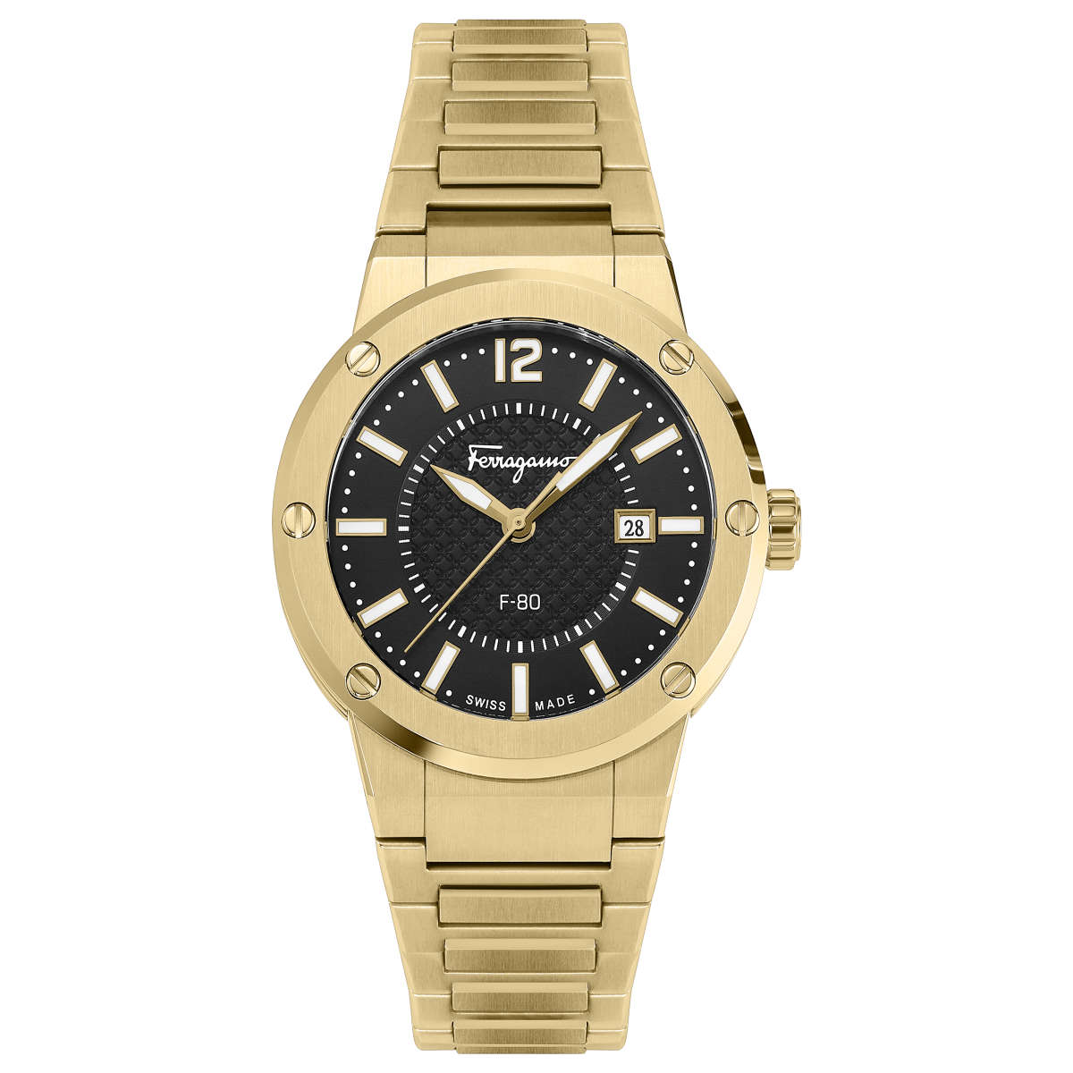 Salvatore Ferragamo Men's 3 Hand Quartz Watch with Stainless Steel Strap Gold SFHY00821