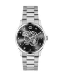 Gucci G-Timeless Silver Stainless Steel Quartz Black (Roaring Tiger) Dial Silver Steel Bracelet Watch YA1264125