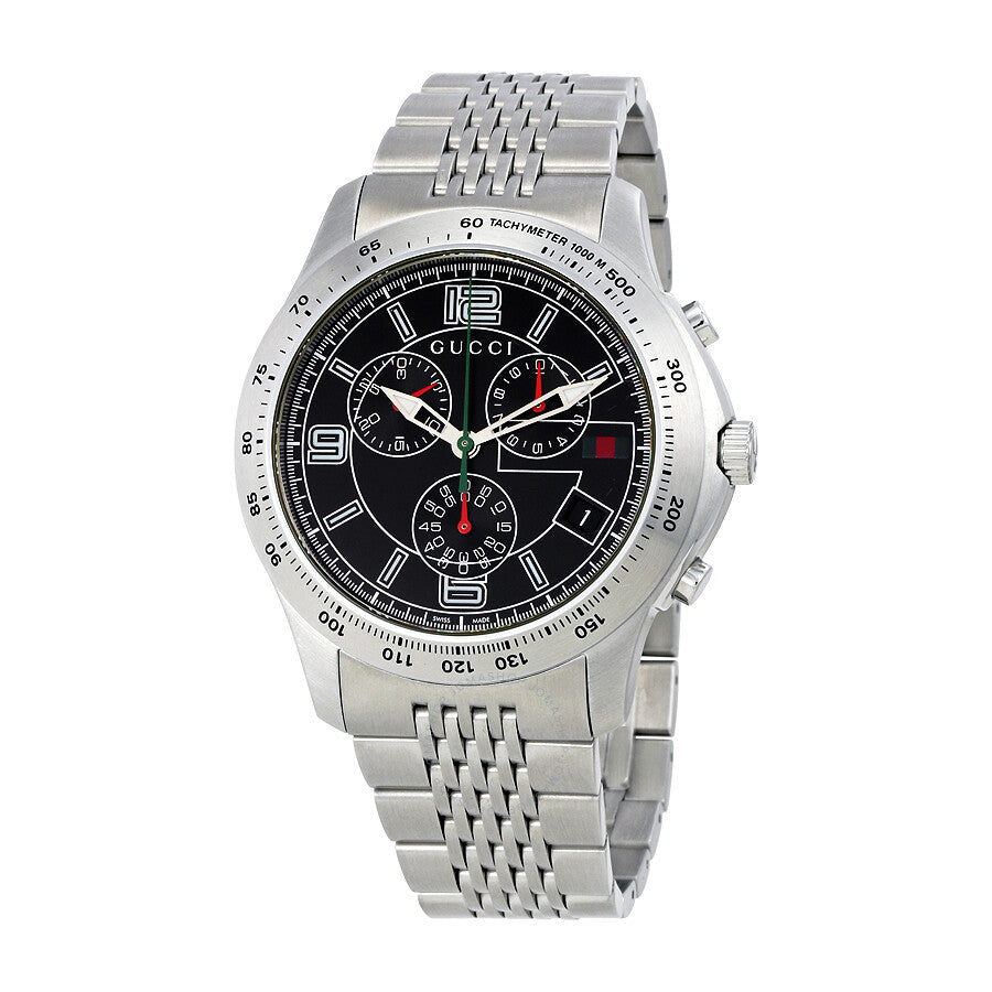 Gucci G-Timeless Chronograph Steel Black Mens Watch YA126205